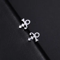 Mini Prince Symbol Cufflinks Earrings Stainless Steel Ear Studs Vintage Style New Fashion Birthday Party Jewelry Gifts for Women 2