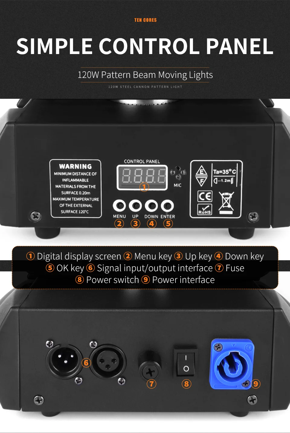 LED Mini DMX 100W Moving Head Beam Light DJ Party Bar 8 Pattern Lighting Stage P
