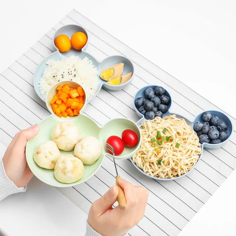 Kid Cartoon Mouse Mickey Bowl Plates Lunch Box Kid Baby Kids Infant Rice Food Bowl Plastic Dinnerware plastic dinnerware