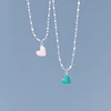 Modian 925 Sterling Silver Minimalism Rainbow Color Enamel Hearts Pendant Necklace Trendy Link Chain For Women Wedding Jewelry 3
