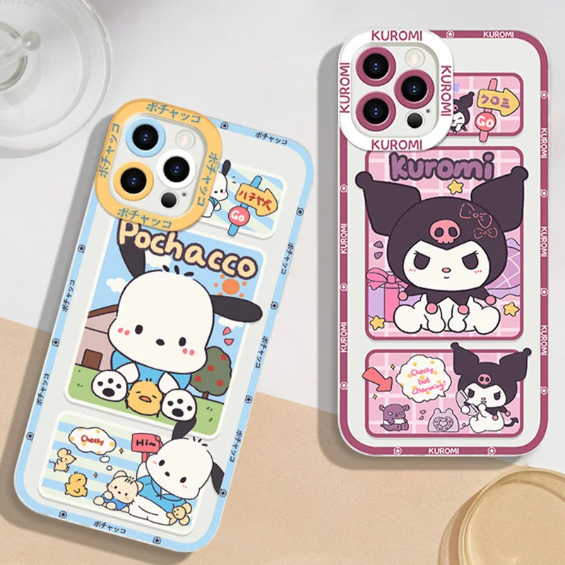 

Новый милый аниме Sanrio Kuromi мобильный телефон Kawaii Мультфильм похвалка сладкий Apple 14promax 13 12Pro защитный чехол Чехол Girl Подарки