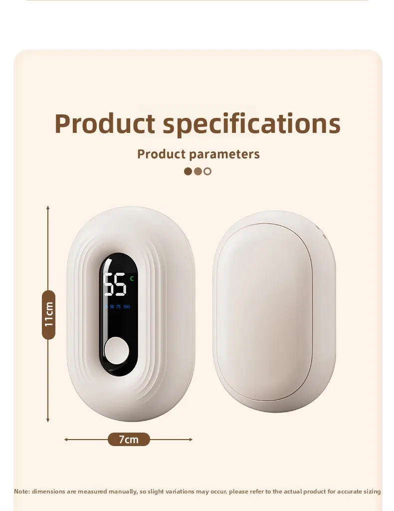 Mini Hand Warmer With Digital Display USB Charging Self-Heating Hand Warmer Gift Box Portable Warmth For Hands