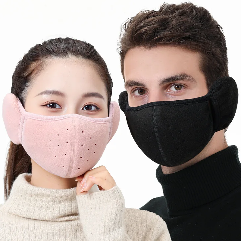 

Winter Warm Earmuffs Face Mask Soft Comfortable Fleece Ear Muffs Breathable Outdoor Cycling Skiing Mouth Ear Cover for Women Men