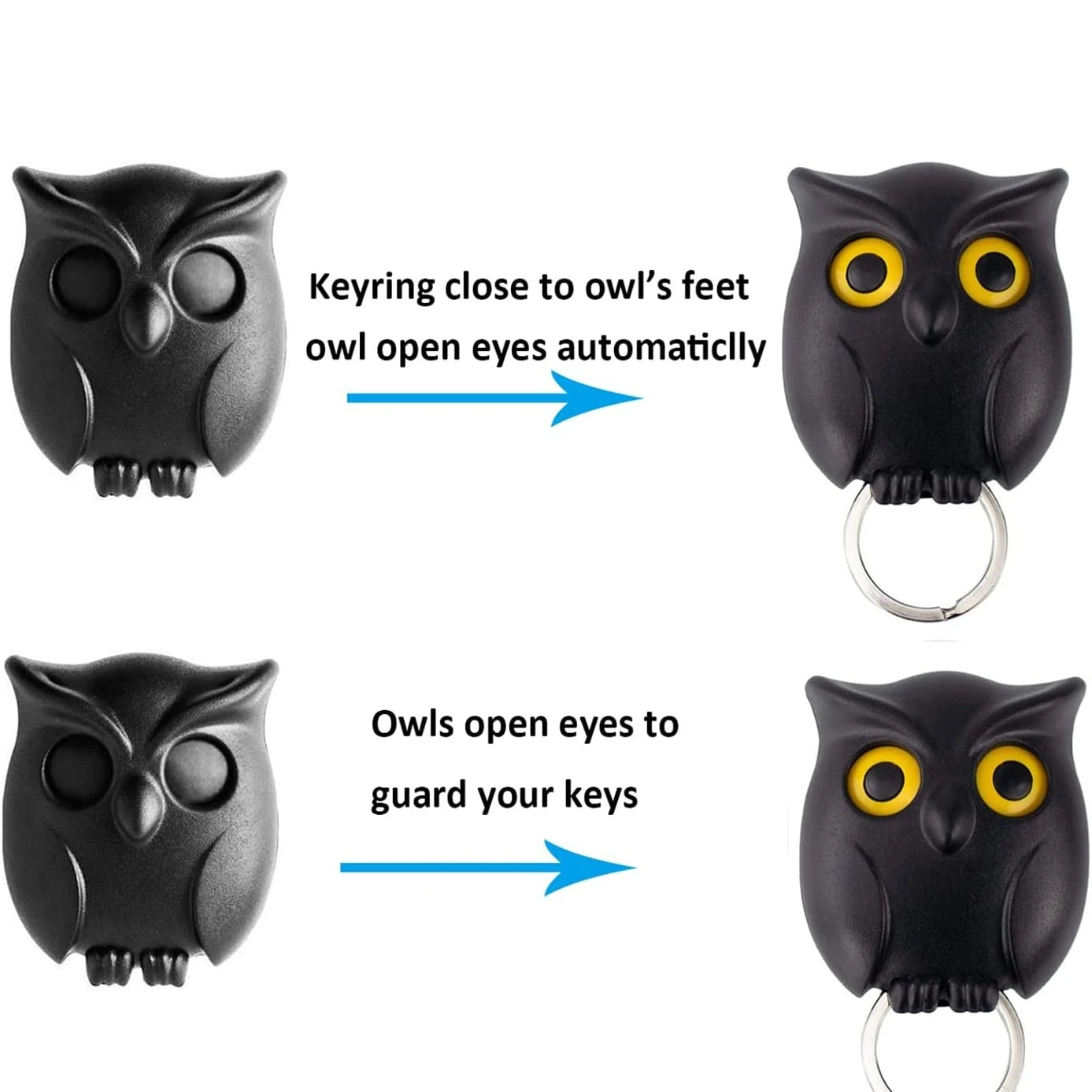 Hooks  Owl Magnetic Key Hook Auto Blinking Cute Hooks No Punch Storage Hooks Kitchen Home Wall Decoration Hooks 6