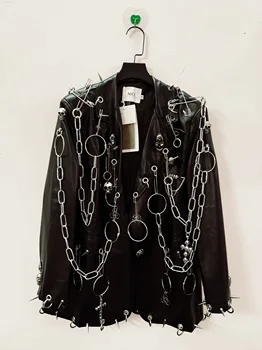 Faux Leather Metal Chain Jacket 2