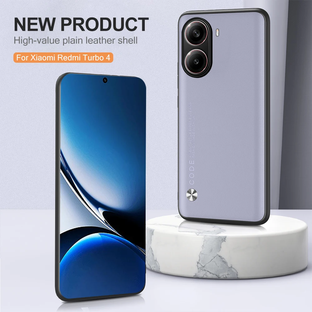 Leather Shockproof Case with Silicone Frame - Soft and Durable Back Cover