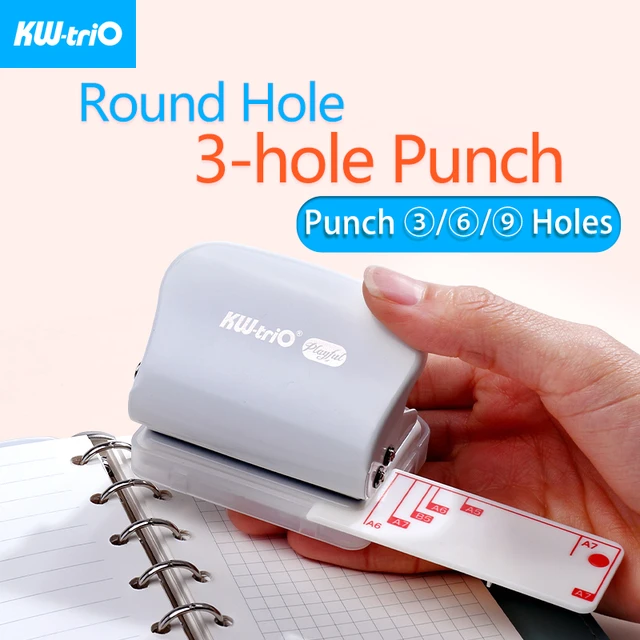 KW-triO 3-hole Punch for A7 A6 A5 B5 Spiral Notebook 3/6/9 Holes