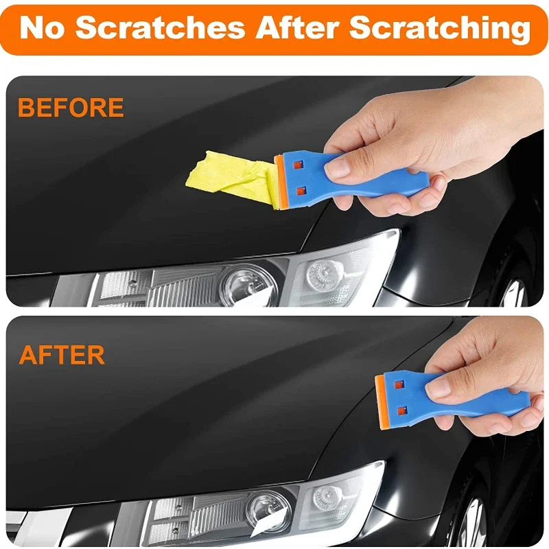 Razor 1PC Plastic Scraper Tool 10PCS Plastic Blades for Removing Glue, Sticker, Decals, Tint from Car Window and Glass