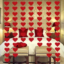 

80Pcs Red Hearts Felt Garland Valentines Day Red Heart Hanging String Decorations Wedding Anniversary Birthday Party Supplies