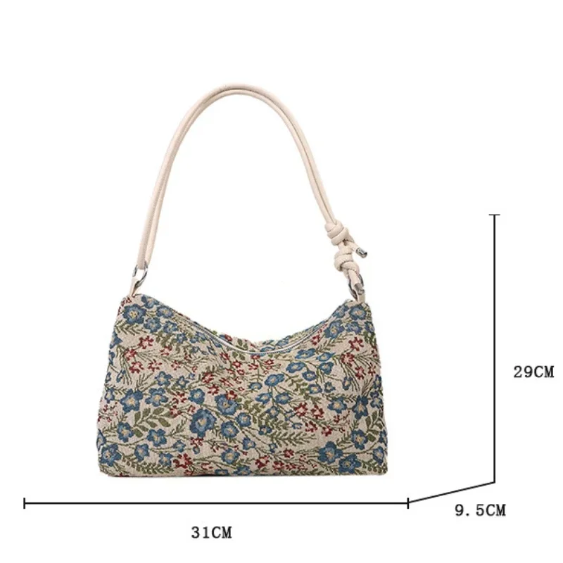 Vintage Print Underarm Bag Large Capacity Fashion Women's Simple Multi-functional Canvas Shoulder Bag Casual Bag Purses Handbags