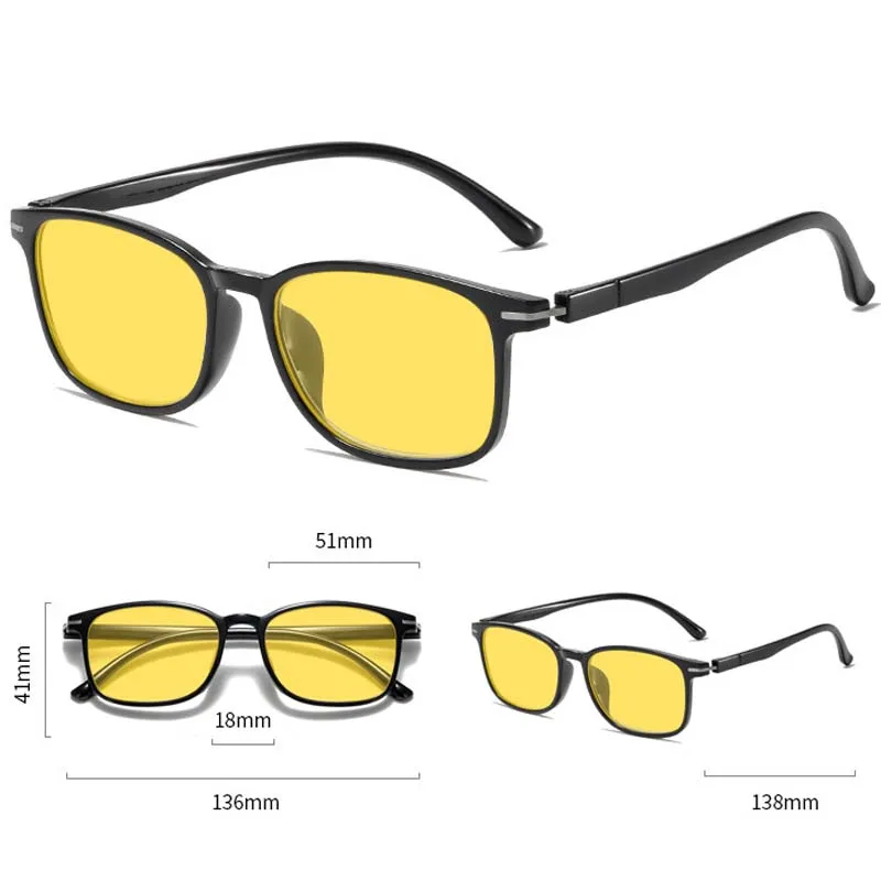 Anti-Glare Night Vision Driving Myopia Glasses Women Men Ultralight Square Frame Eyeglasses Retro Minus Eyewear To-4.0 night vision glasses driving sunglasses
