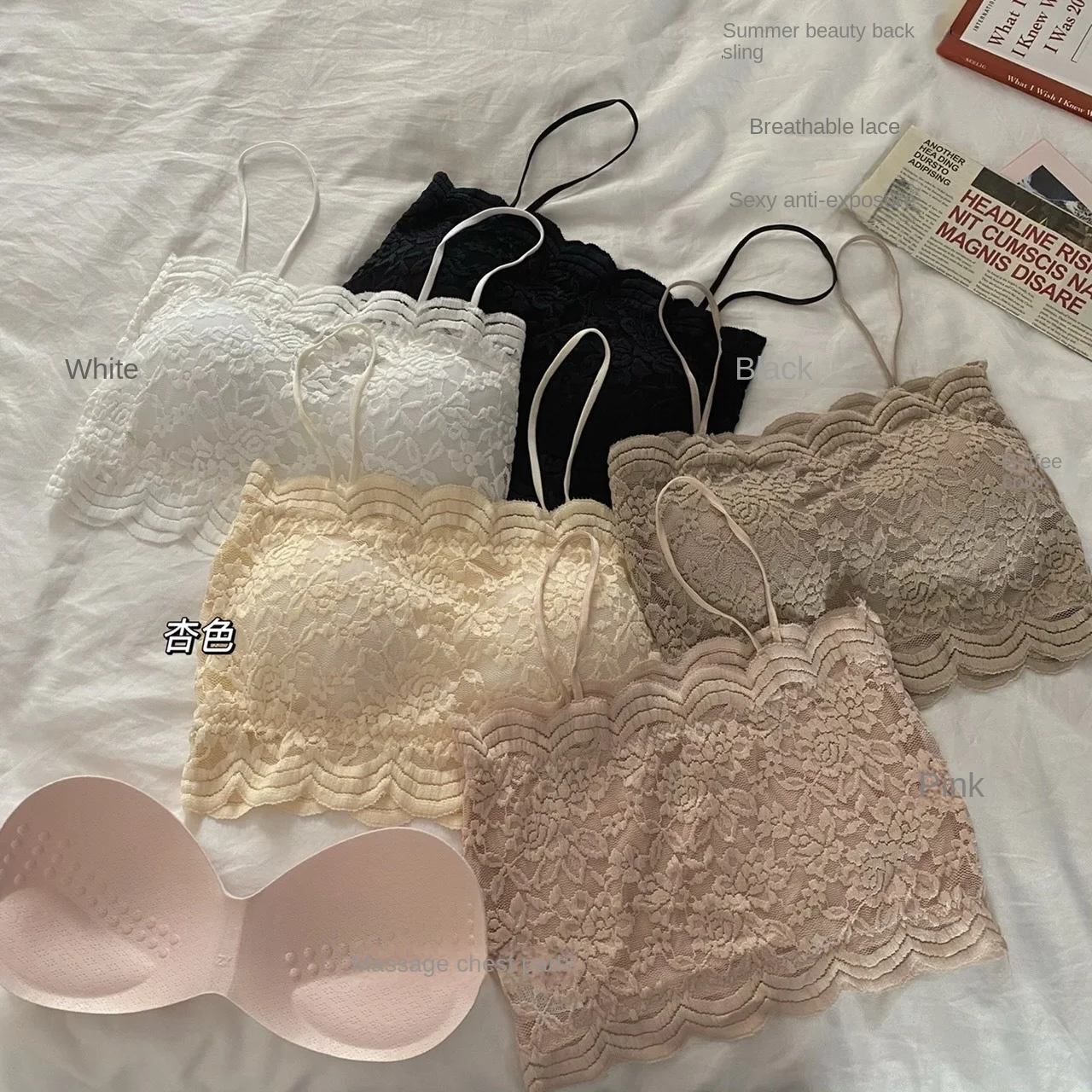 Description Picture 6 of itemWomen's Cotton Underwear Tube Tops Sexy Lace Top Fashion Printed Bra Without Steel Ring Girls Outdoor Comfort Tank Up Lingerie