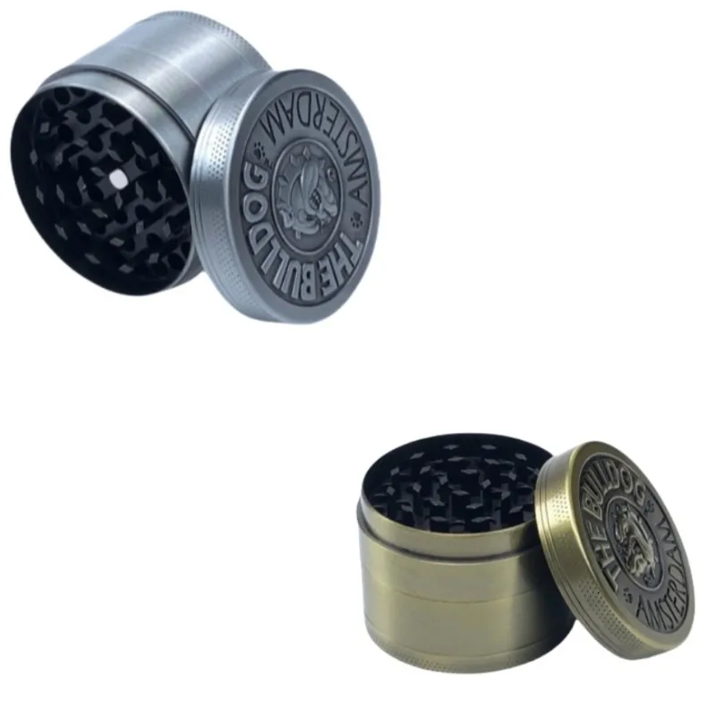 Herb Grinder 1.6/2 Inch Bulldog Herb Grinder Portable 4 Sections Spice Grinder Zinc Alloy Cigarette Shredder Kitchen Gadget Smoke Accessories nut spice grinder herb grinder herb spice grinder