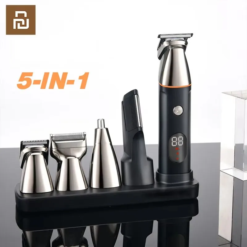 Youpin 5 in 1 Hair Trimmer Machine LCD Display Clippers Barber Professional Hair Cutting Machines Men Electric Shaver