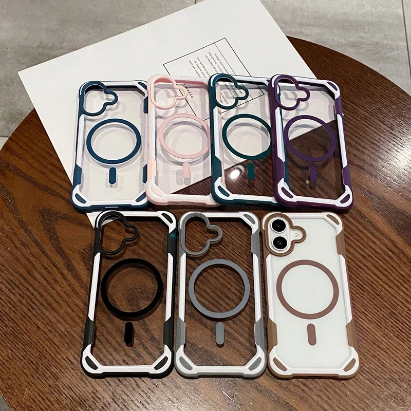 Luxury Armor Magnetic Clear Hard Bumper Phone Case - Dual Color Design