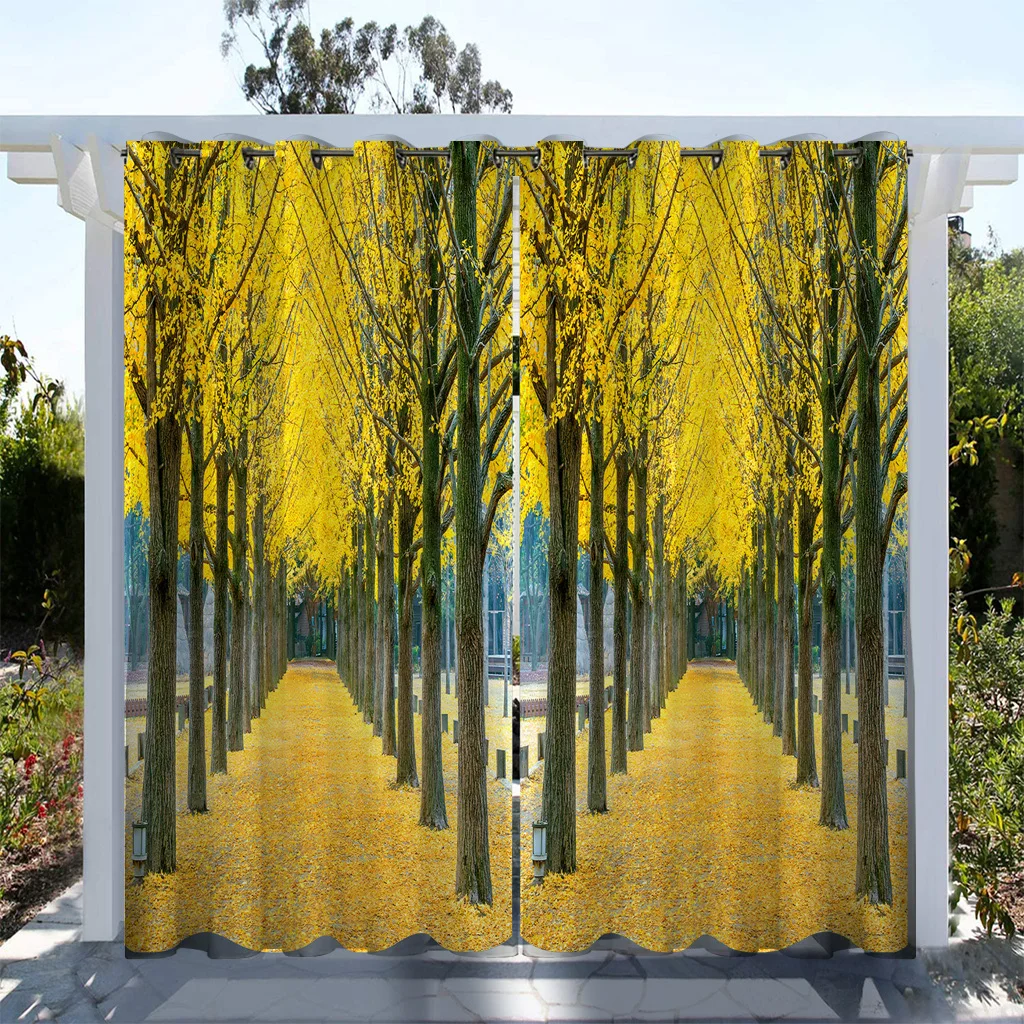 1 pc Outdoor Waterproof And Oil-proofCurtains, Modern Sunshade CurtainStall Road Waterfall Scenery Print Curtain For Living Room 5