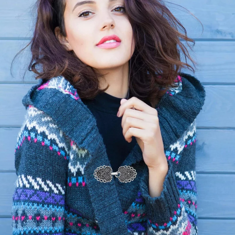 Clip Per Cardigan In Metallo Vintage - 2 Pezzi Con Fiocco Bianco E Nero - Foto 4