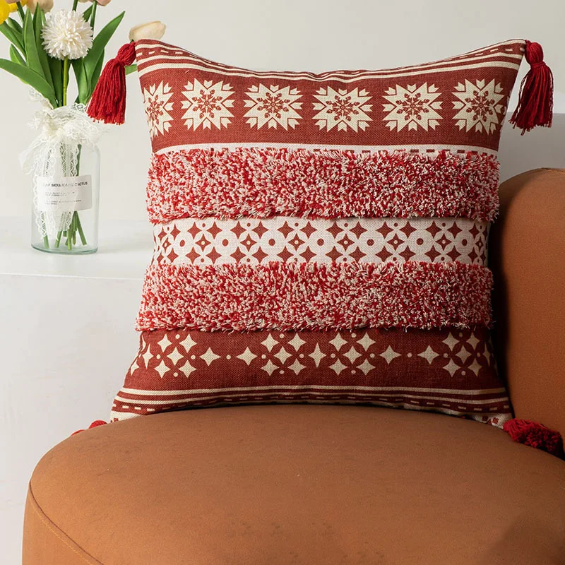 Bohemian Pillow Covers with Fringe  Boho Cushion Cover 45x45 Luxury Decorative Pillows for Sofa Bed Cotton Throw Cushions Chair