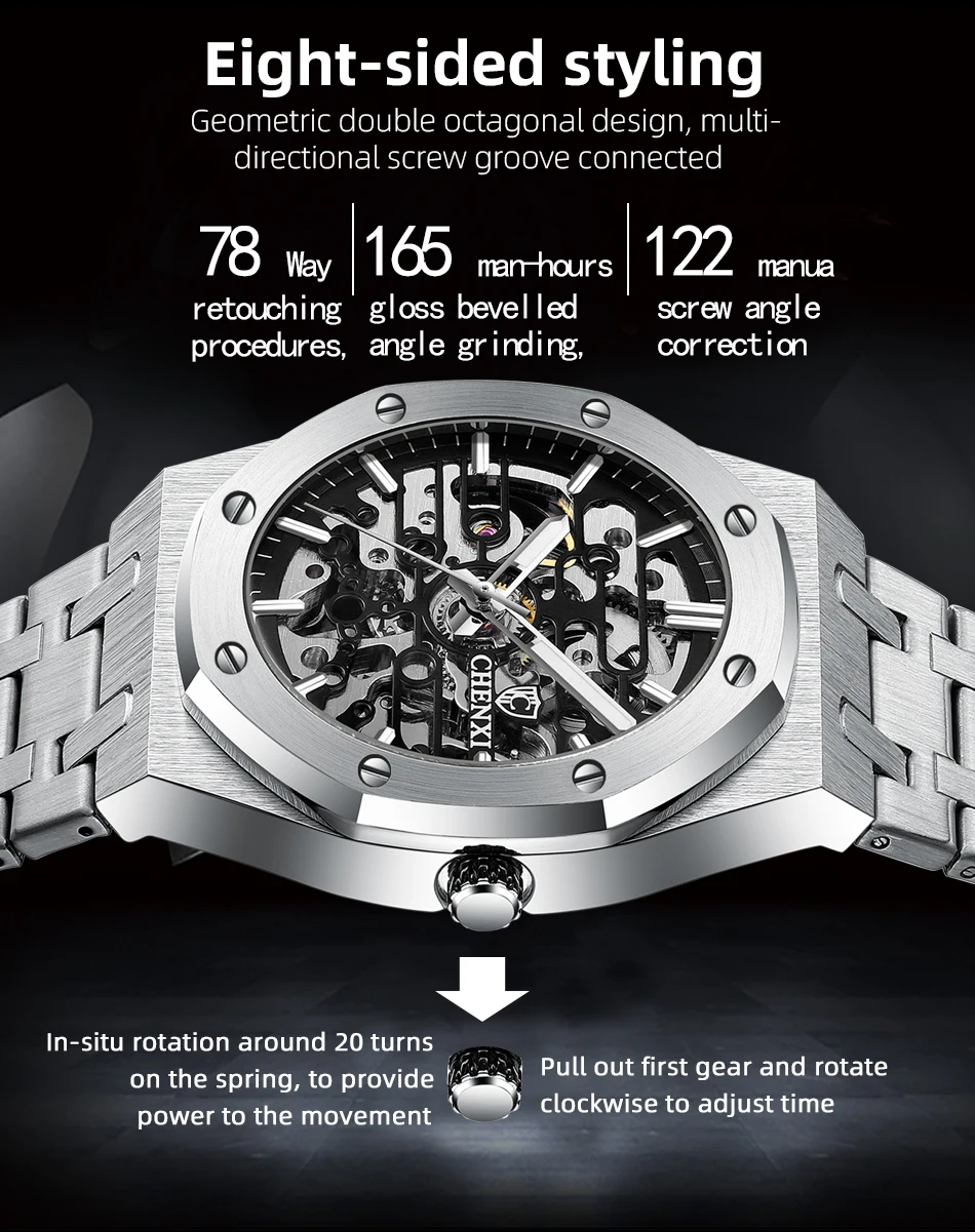 CHENXI 2021 New 8848 Automatic Men Top Brand Mechanical Tourbillon Wristwatch Waterproof Business Stainless Sport Male Watches