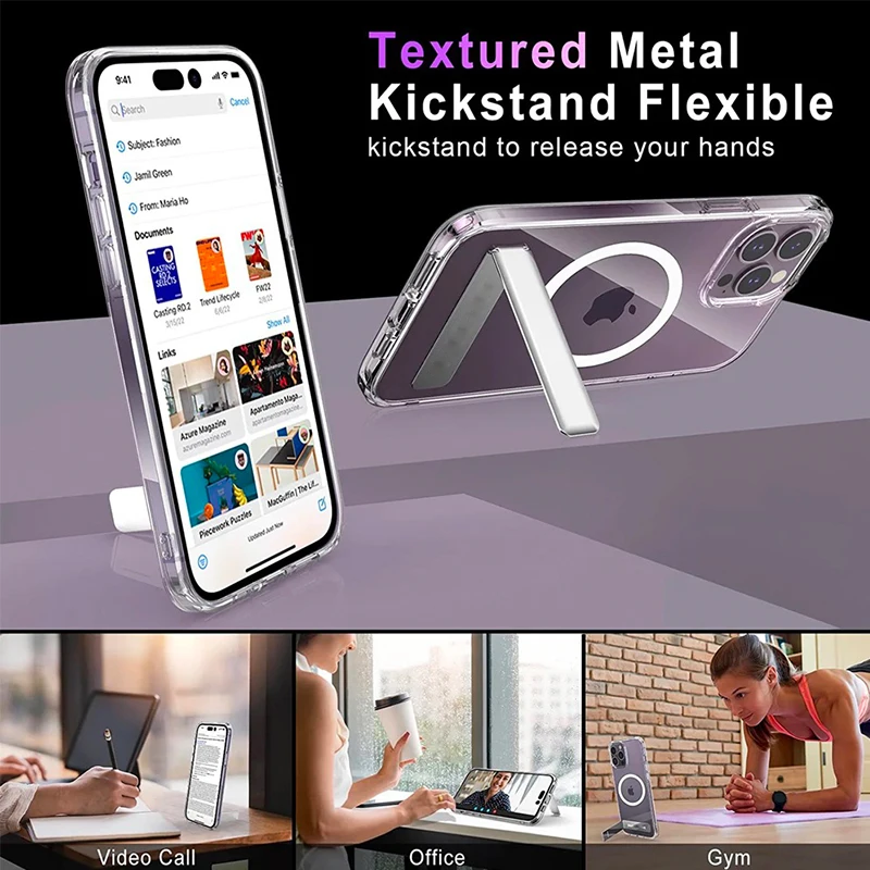iPhone Case Phone Case Magnetic Case MagSafe Case Phone Protector Cover Magnetic Mobile Phone Case with Kickstand For iPhone 16 14 15 Pro Max Plus 12 13 Mini 11