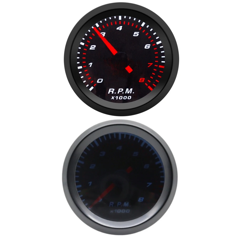 Tachometer Gauge Engine Tachometer Tachometer Meter 2&Prime; 52mm Tachometer RPM Boost Gauge PSI/BAR Vacuum Water Temp Oil Temp Oil Pressure Voltmeter Smoke Lens Car Gauges Fit 12V Cars