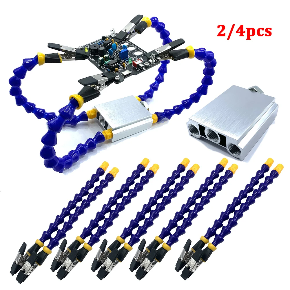 2/4pcs Bench Vise Table Clamp Soldering Station with 3 Flexible Arms Soldering Iron Holder PCB Welding Repair Third Hand Tools