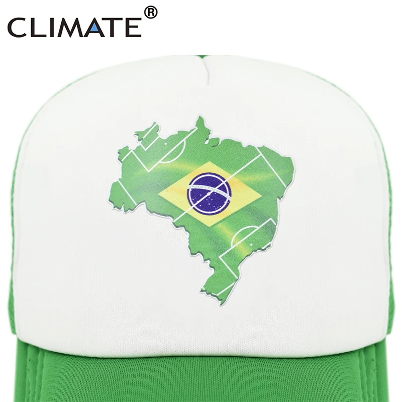 CLIMATE Brazil Cap Brazilian Brazil Flag Map Trucker Cap National Football Fans Team Green Sport Hat Cap Cool Summer Mesh Cap 2