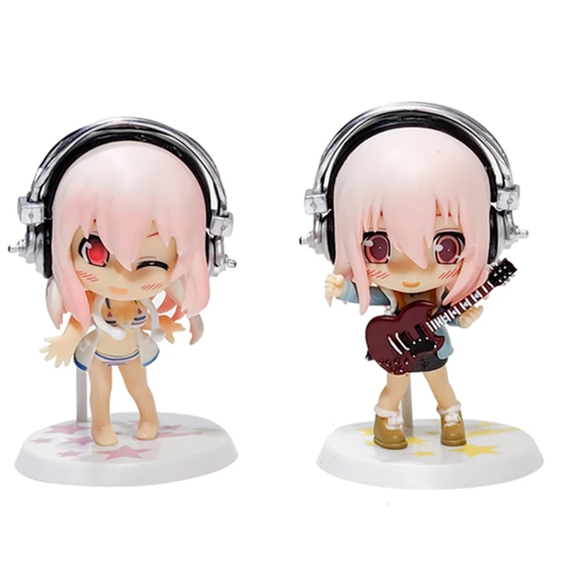 10CM Anime Figure Super Sonico Working Swimsuit Suit Chassis Q Version Model Dolls Toy Gift Collect Boxed Ornament PVC Material