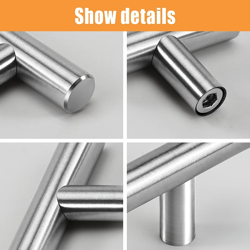 Description Picture 6 of item1/10ps Stainless Steel T Bar Round Cabinet Knobs Single Hole Cabinet Pull Handles For Kitchen Closet Bathroom Dresser Drawer
