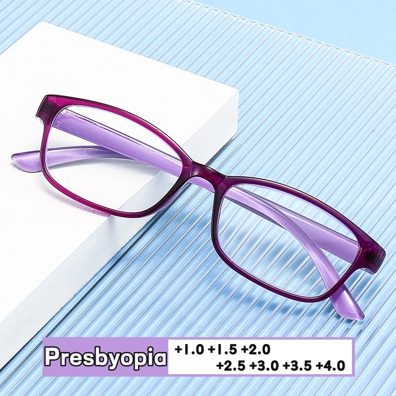 

Men Women Anti-Blue Light Far Sight Eyeglasses Vintage Ultralight Presbyopia Eyewear Small Square Frame Reading Glasses Diopter