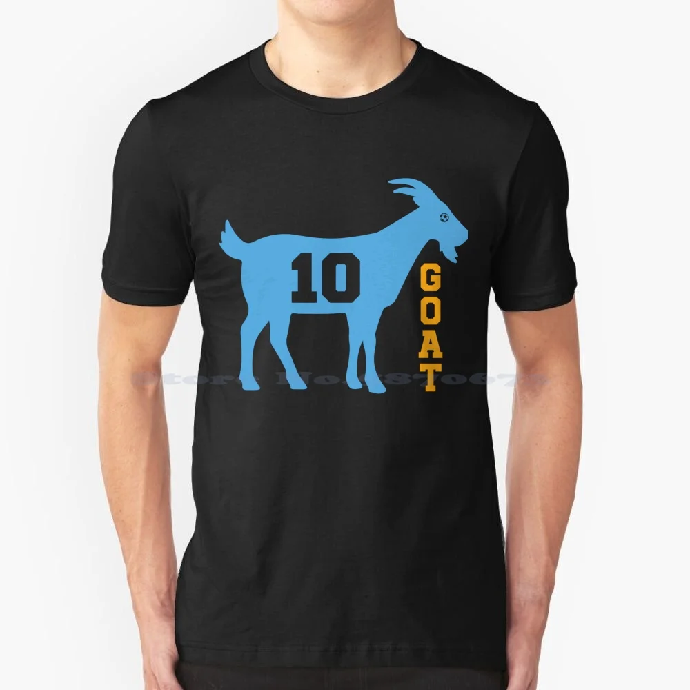 The Goat Number 10 T Shirt 100% Cotone Tee Champion Stu Art Goat Argentina Leo Soccer Illustration Lover Futbol Cute Fan