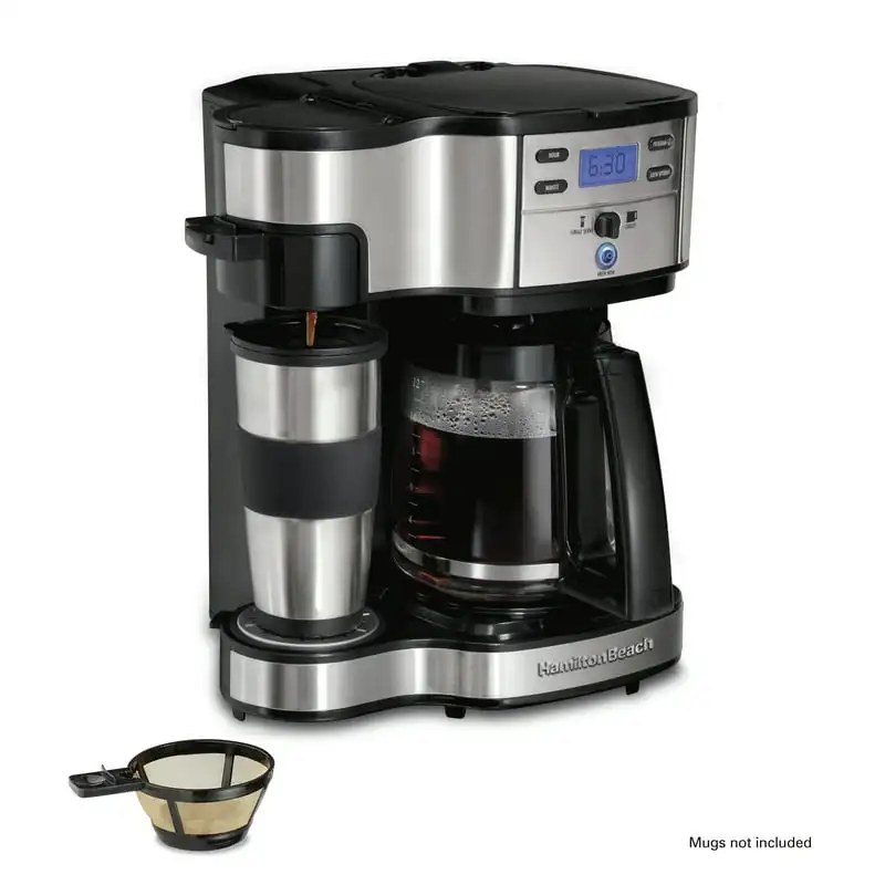 

2-Way Coffee Maker, Single-Serve or 12 Cups, Glass Carafe, Black, 49980Z