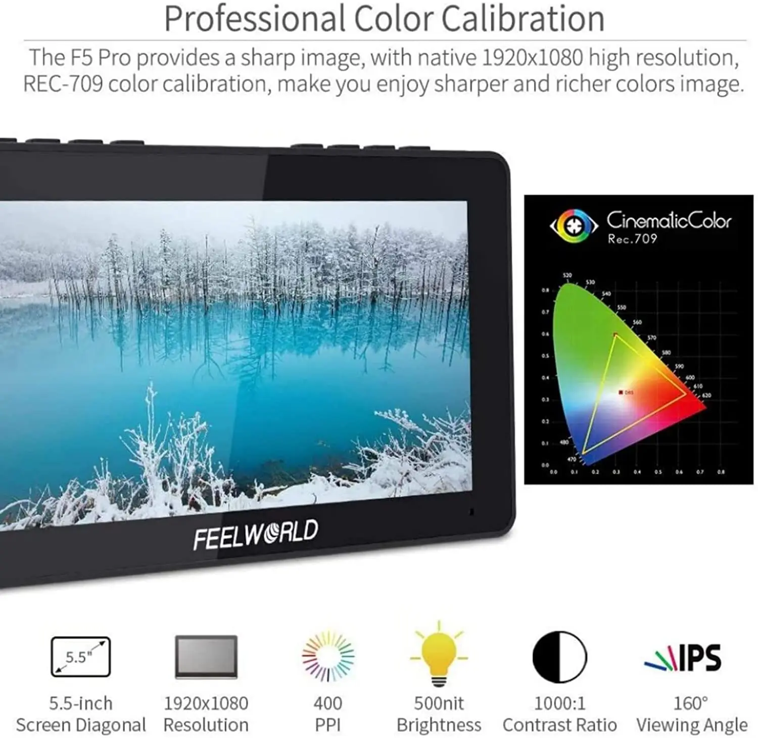 FEELWORLD F5 PRO V4 Monitor 4K HDMI Input Output 6 Inch Touch Screen 3D LUT DSLR Camera Field Monitor