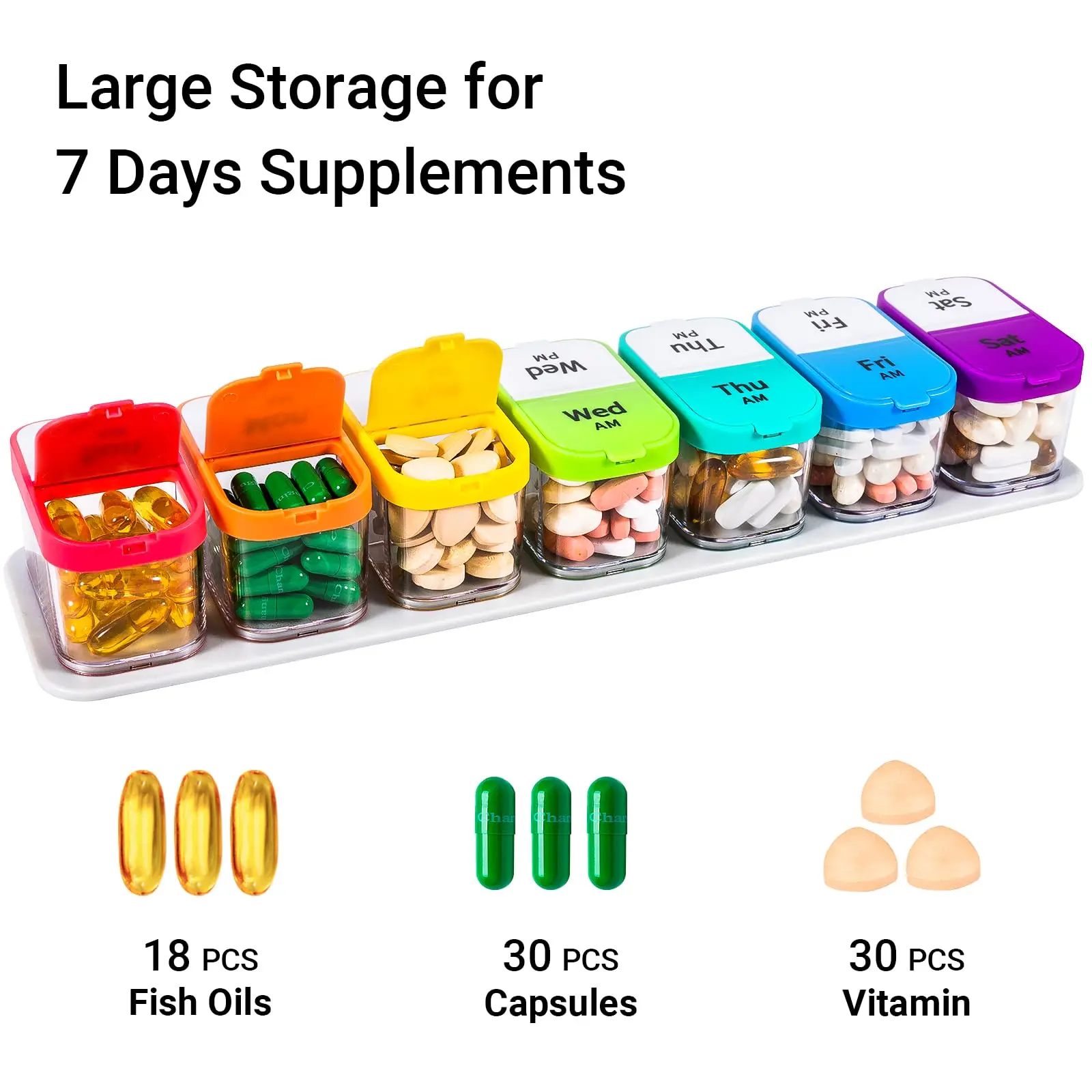 Family Health Management: Extra Large 7-Day AM/PM Pill Organizer with 14 Spacious Compartments