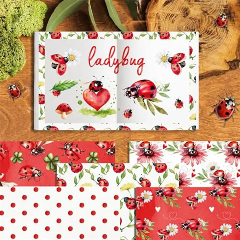 AB97-장 양면 스크랩북 용지 12'' X 12'' 24장 리본 패턴 데쿠파주 카드지 무당벌레