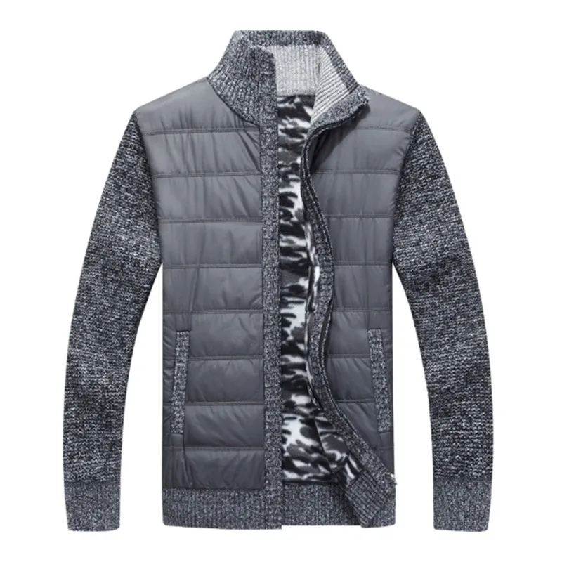 Autumn and Winter New Cardigan Men's British Fashion Mock Collar Plus Size Plush Thickened Coat Warm Knit Men's Sweater K0022