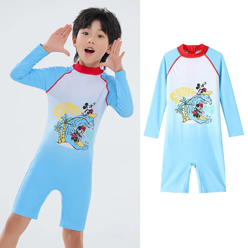 thumbnail image 1 of Traje de baño de una pieza con cremallera para niños y niñas de Disney Mickey Minnie Lotso, protección solar, entrenamiento de natación para niños, ropa deportiva de secado rápido, 1 of 5