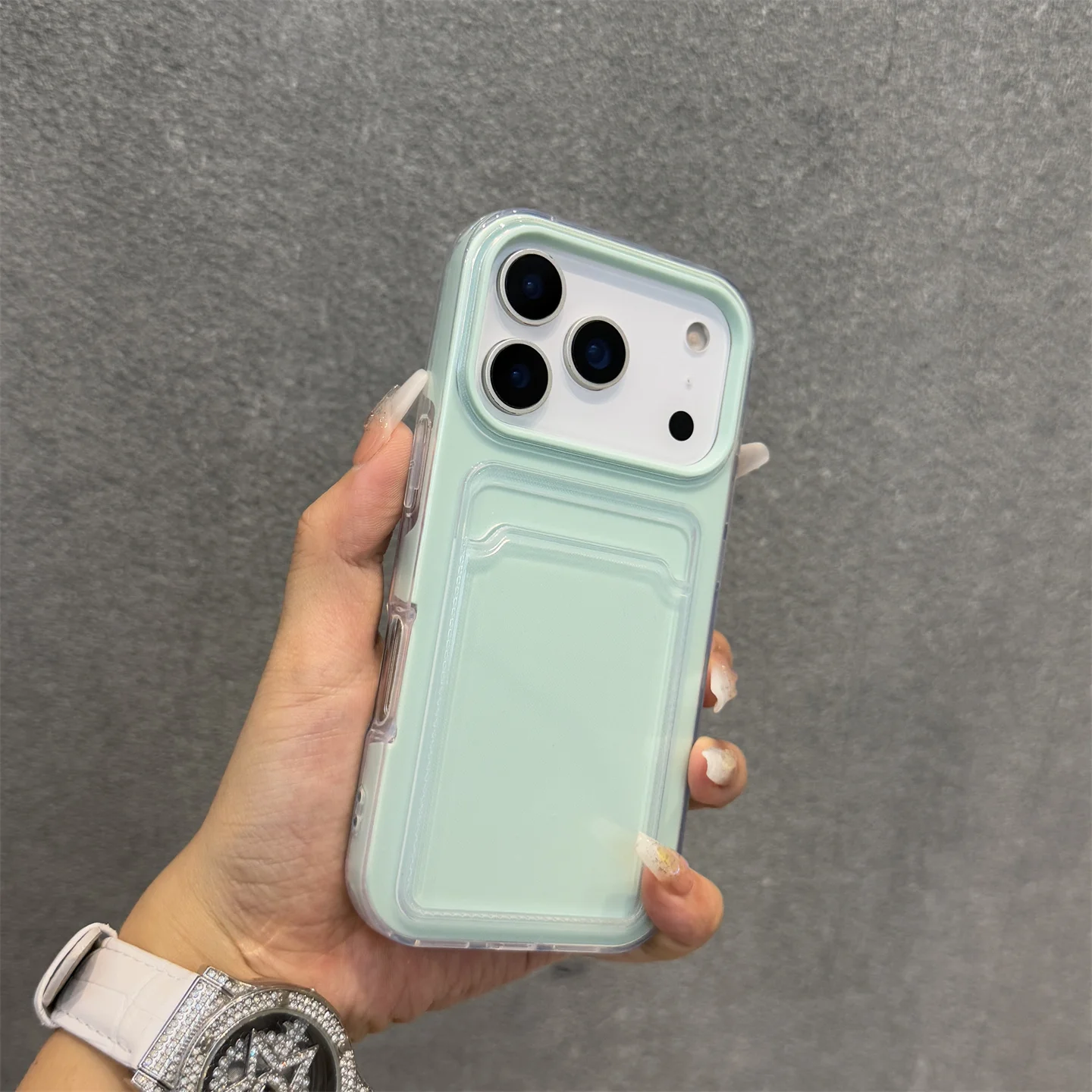 Candy Color Shockproof Phone Case with Card Slot and Photo Clip