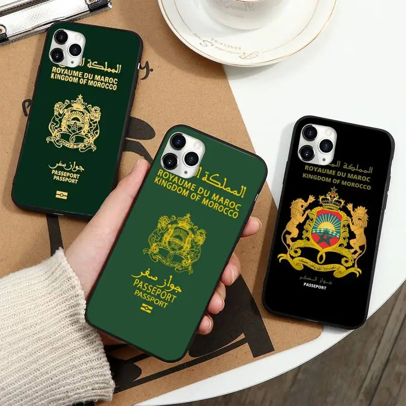 Morocco Flag Passport pattern Phone Case For iphone 12 11 13 7 8 6 s plus x xs xr pro max mini |