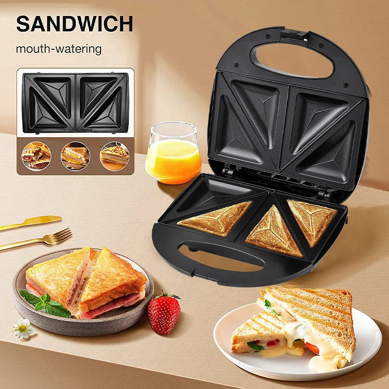 Portable Electric Sandwich Maker Non-Stick Coating Folded Fast Uniform Heating Anti-Scalding Handle Breakfast Waffler Mchine