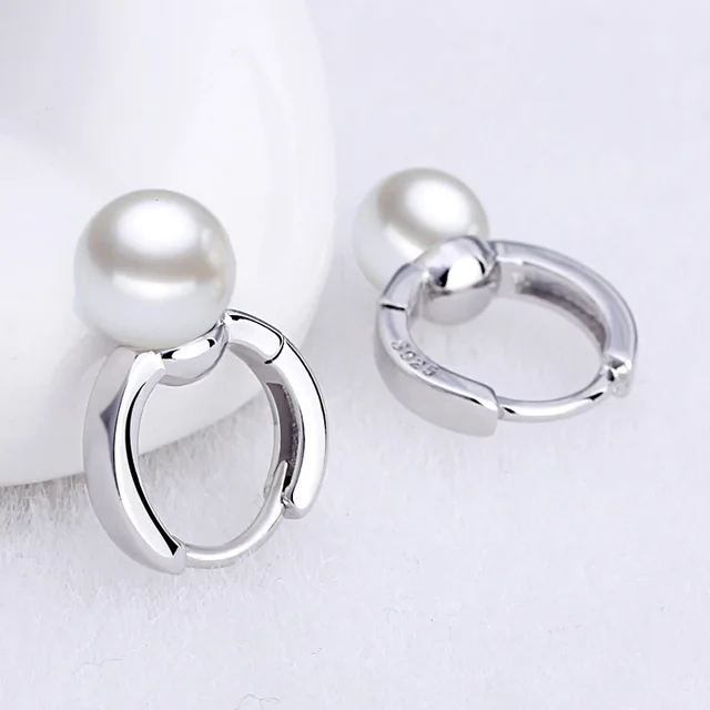 SILVER925 PEARL HOOP EARRINGS /シルバー/ピアス Pure 925 Sterling Silver Fashion Pearl Hoop Earrings New