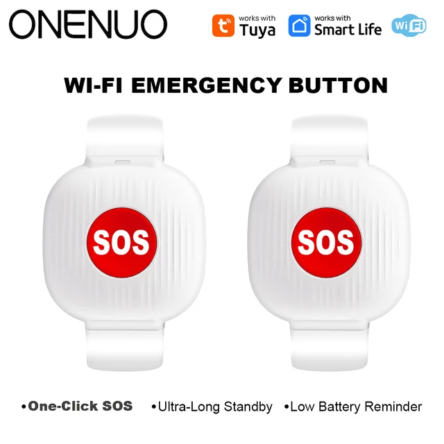 ปุ่มฉุกเฉิน Tuya WiFi SOS ปุ่มกันขโมย ป้องกันน้ำ ใช้งานง่ายเพียงคลิกเดียว สำหรับผู้สูงอายุและเด็ก เพื่อความปลอดภัยในบ้าน 1