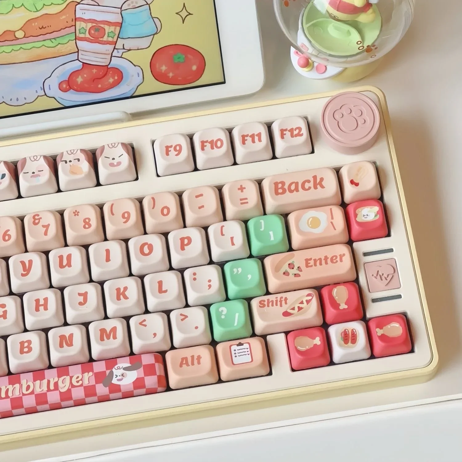 

138+ Keys FOA Keycaps Hamburg dog Cute Key Cap Square Thermal Sublimation Mechanical Keyboard 2.25U Keycap Keyboard Accessories