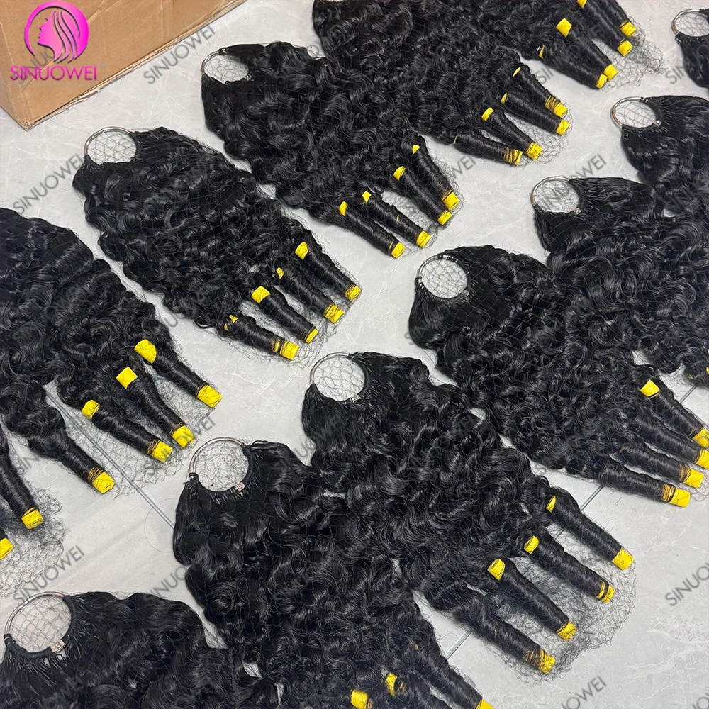Wholesale 600g Burmese Curly Feather Crochet Human Hair 12A Deep Curly Pre-Separated Feather Crochet Virgin Hair Extensions 2