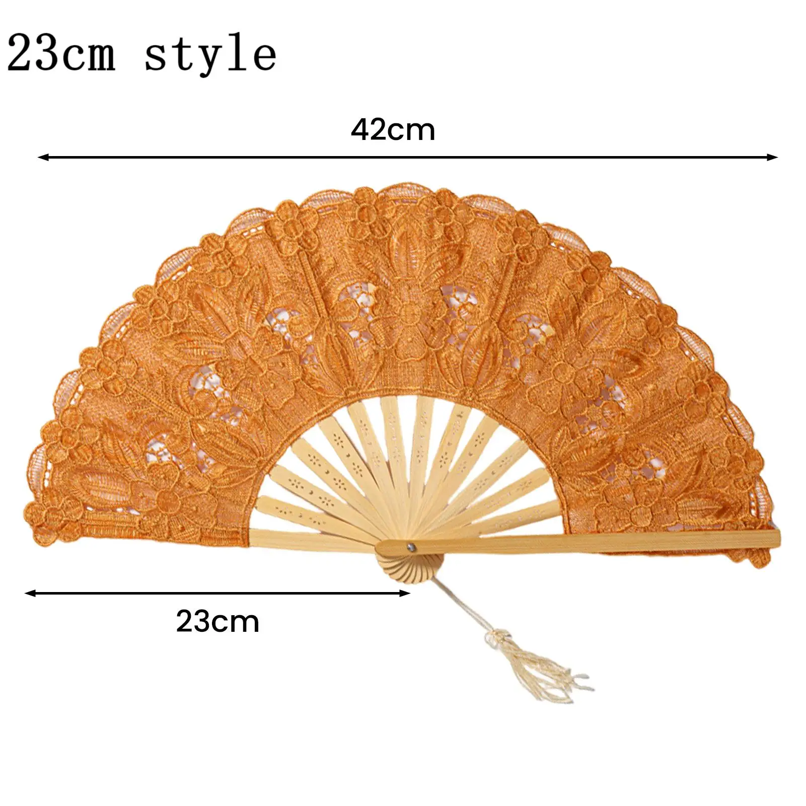 Portable Folding Fan 1Pc 23/27 cm Vintage Wood Lace Fan Tassel Hollow Ribs Dance Performance Party Photo Props for Wedding portable fan folding fan hand fan wooden hand fan