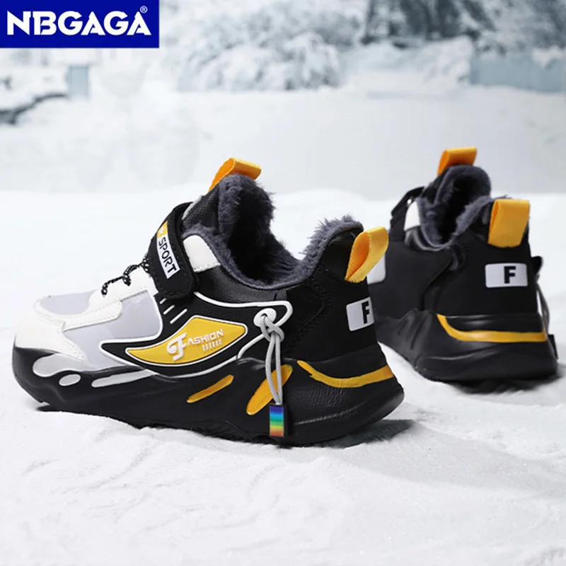 Children's casual leather sports children's waterproof tennis boys' warm walking shoes, coordinated, outdoor, winter_voghion.com