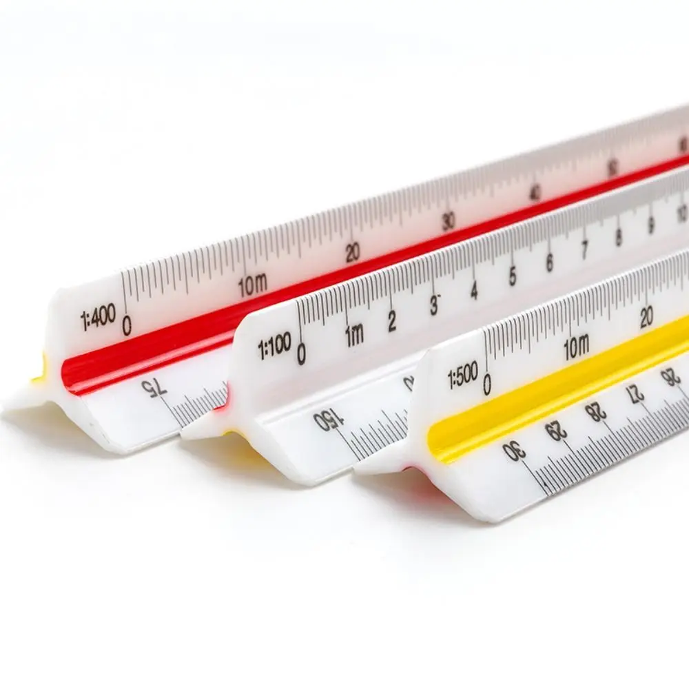 Large T-Shaped Ruler - Three-Edge Scale Triangle for Architectural Drawing and Garment Design