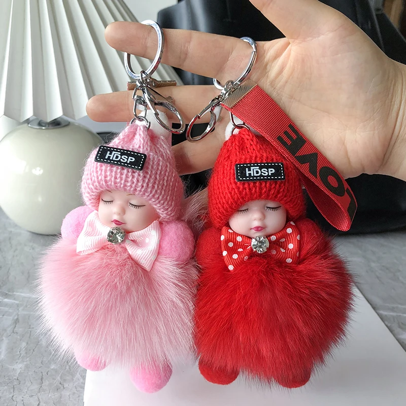 MPPM 睡眠赤ちゃんキーホルダーかわいいふわふわぬいぐるみ