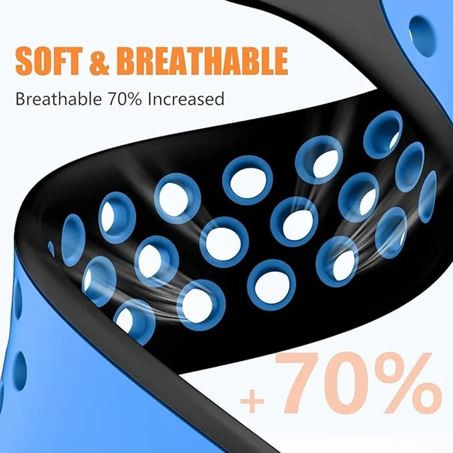 2025 New Silicone Strap For Apple Watch 10 9 8 7 46mm 45mm 42mm 41mm Ultra 2 49mm Breathable Bracelet iWatch 6 5 4 SE 44mm 40mm 6