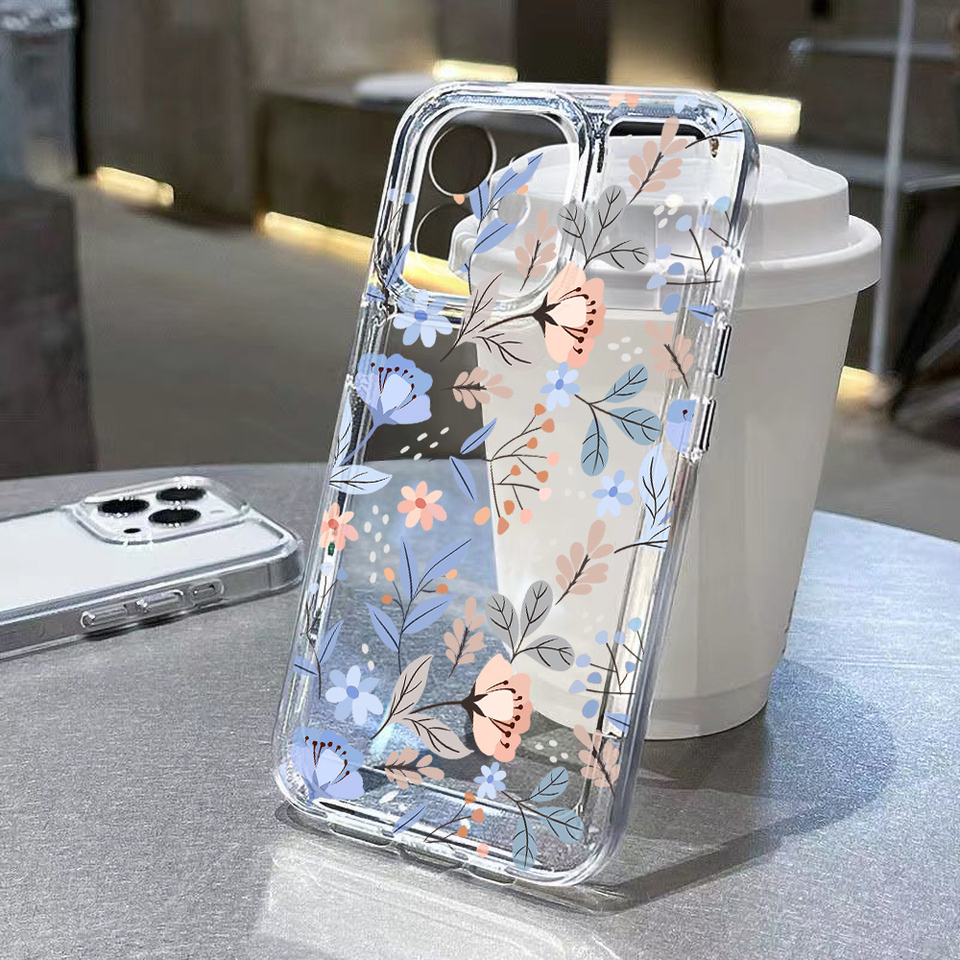 Clear Cases For iPhone 16 Pro Case iPhone 15 Pro Max 11 14 13 12 X XS Max XR 7 8 Plus SE 2020 2022 Fundas Flower Soft Back Cover